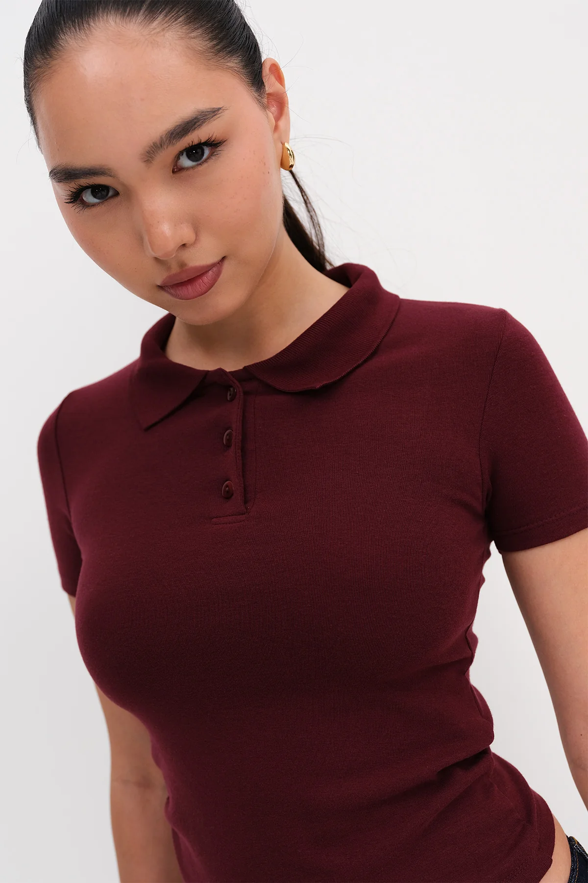 Polo Neck Modal T-shirt - Image 6