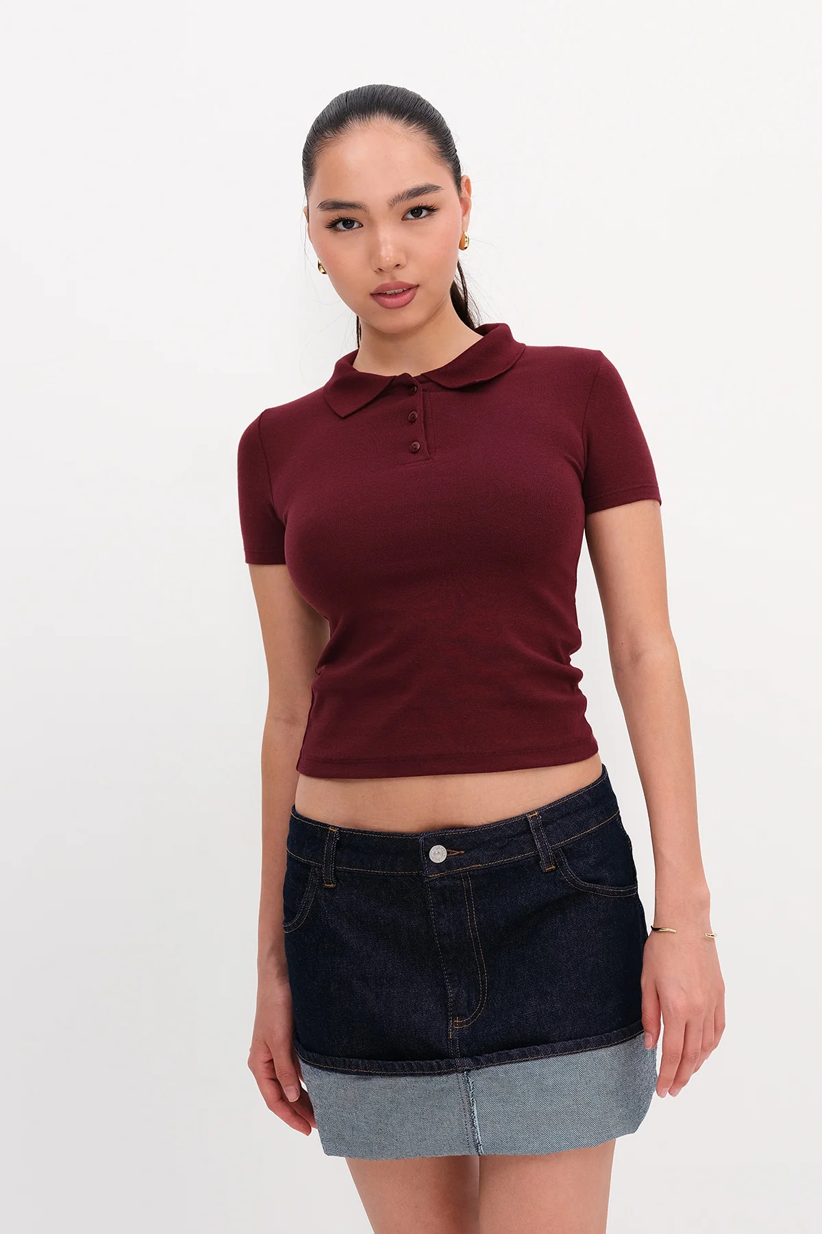 Polo Neck Modal T-shirt - Image 8