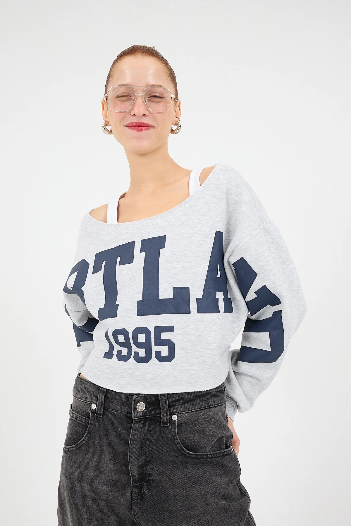 PORTLAND Printed Fleece Crop Sweatshirt - Image 2