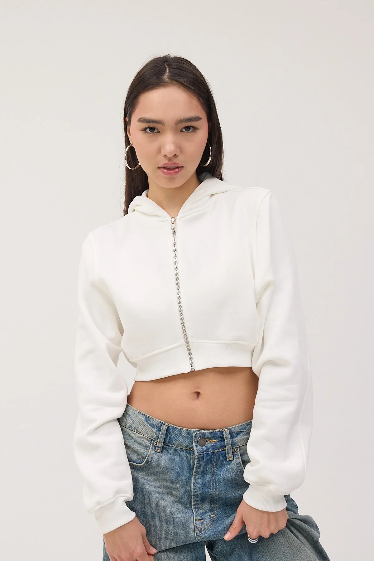 Raised Hooded Crop Sweatshirt - Image 8