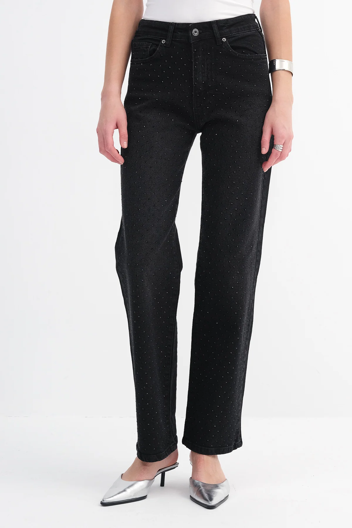 Rhinestone Wide Leg Jeans - Image 9