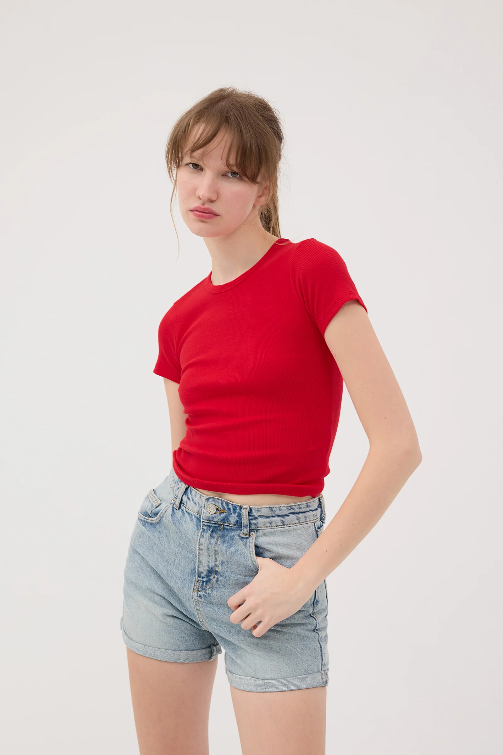 Round Neck Basic T-shirt - Image 56