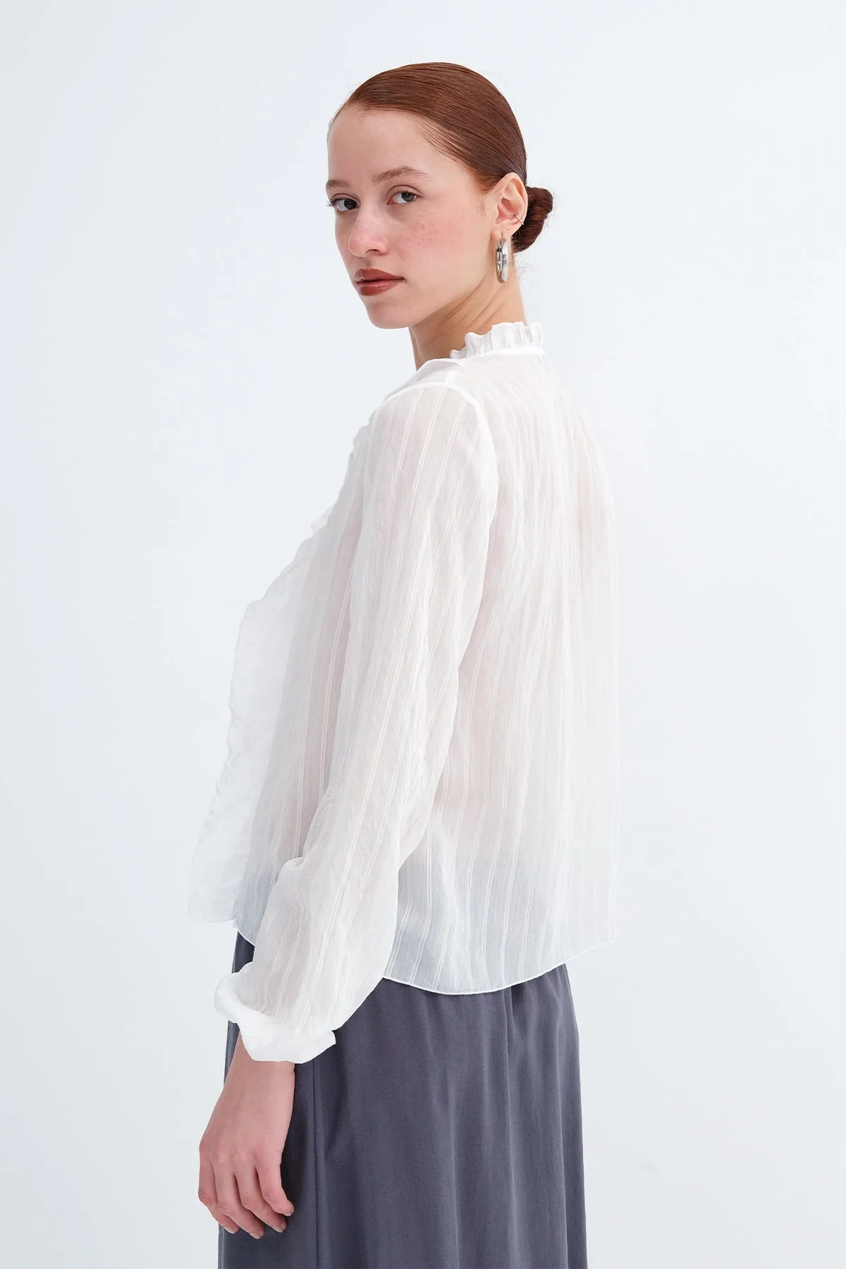 Ruffled Front Buttoned Blouse - Image 8