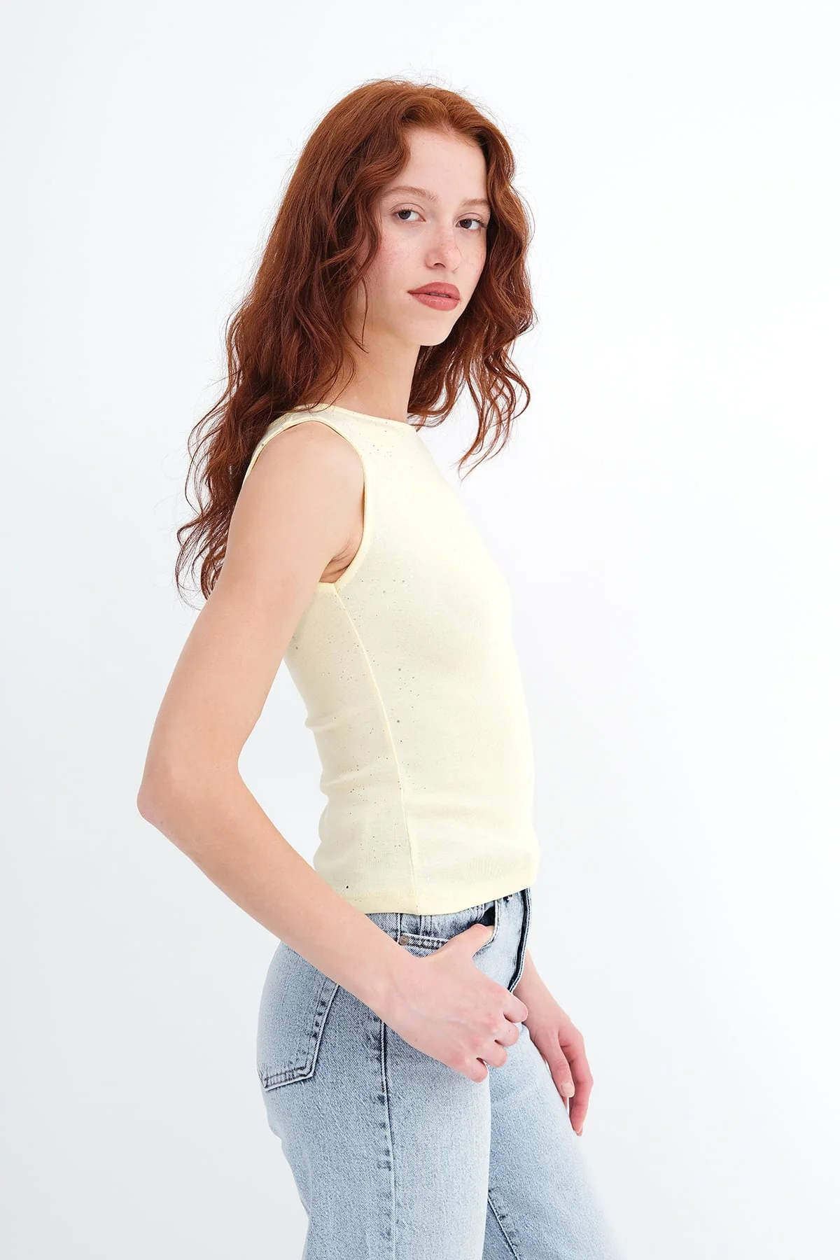 Sleeveless Shimmery Tank Top - Image 12