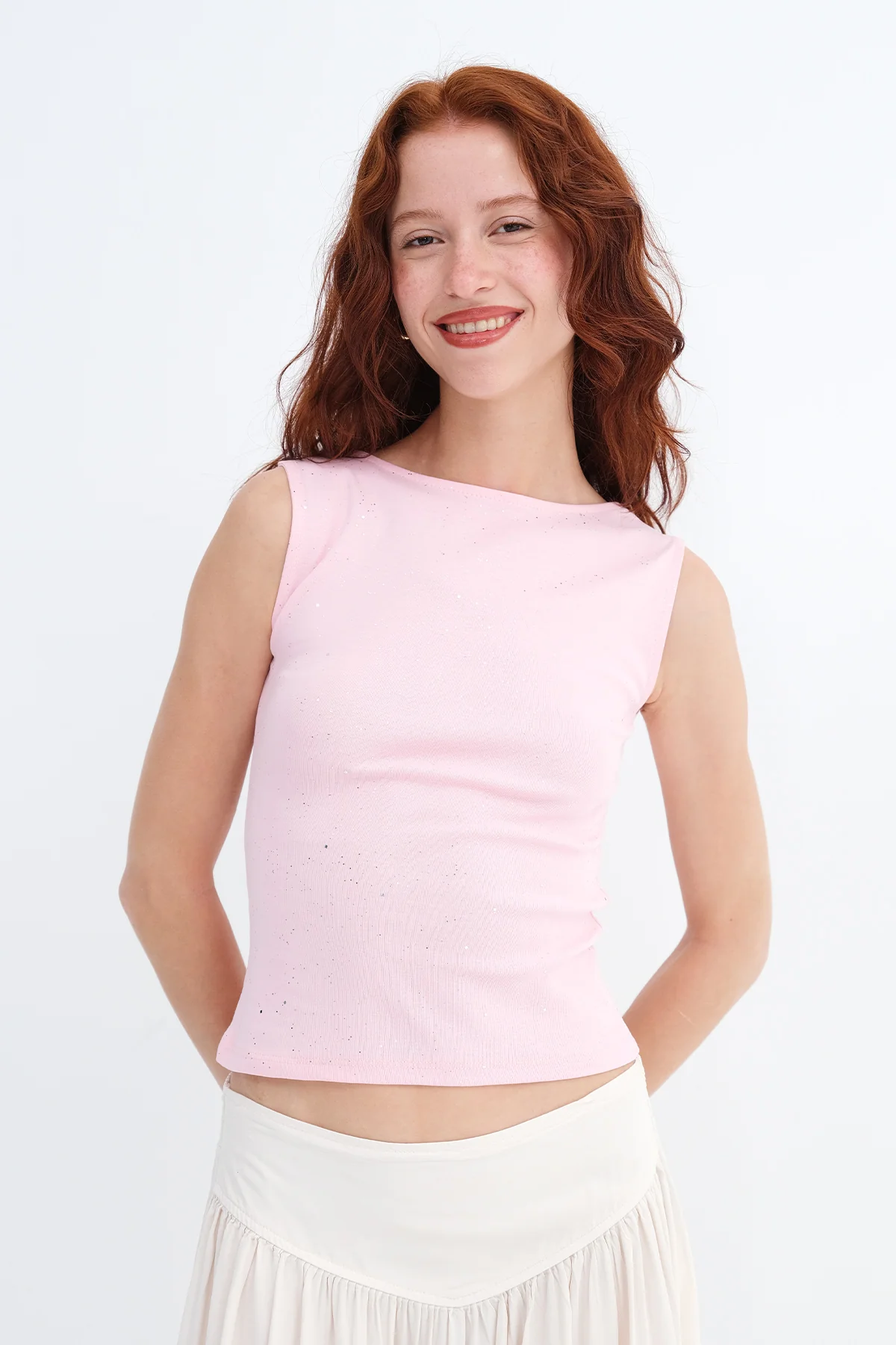 Sleeveless Shimmery Tank Top - Image 13