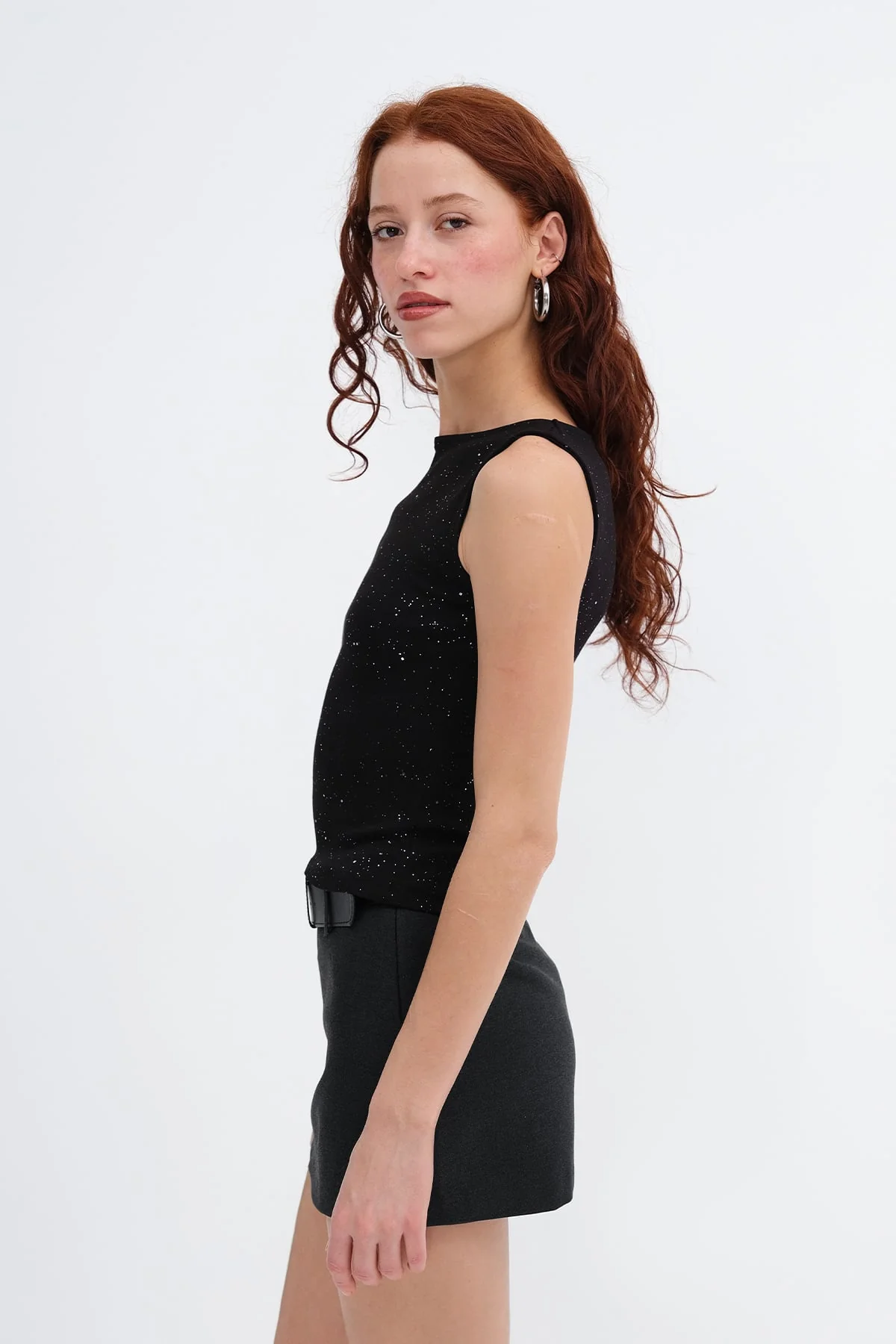 Sleeveless Shimmery Tank Top - Image 26
