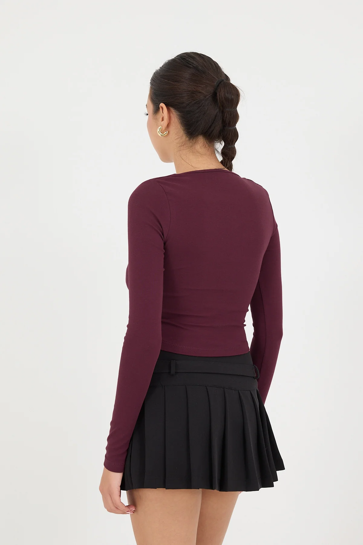 Square Neck Basic Blouse With Long Sleeve - Image 24