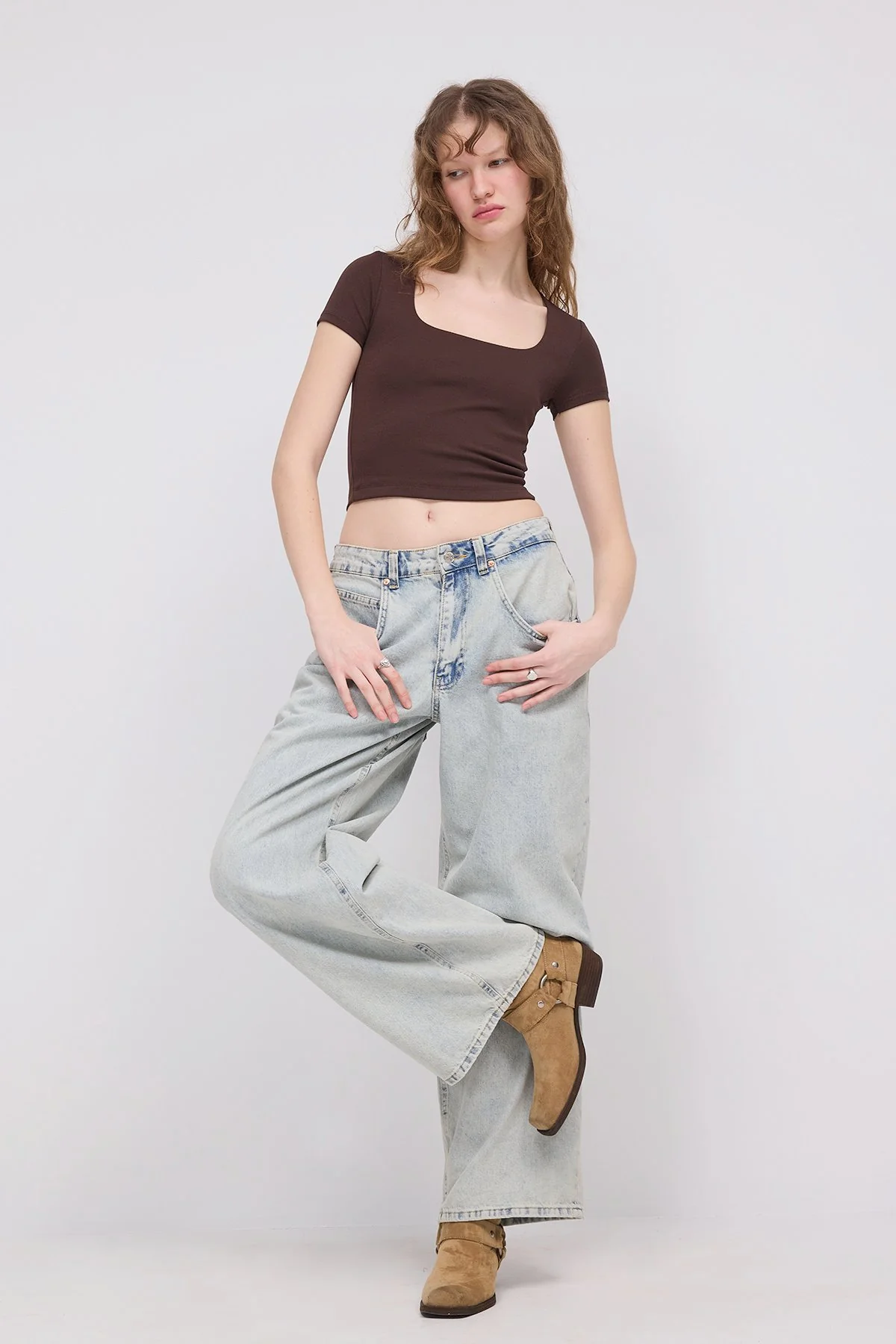 Square Neck Basic Blouse With Short Sleeve - Image 19
