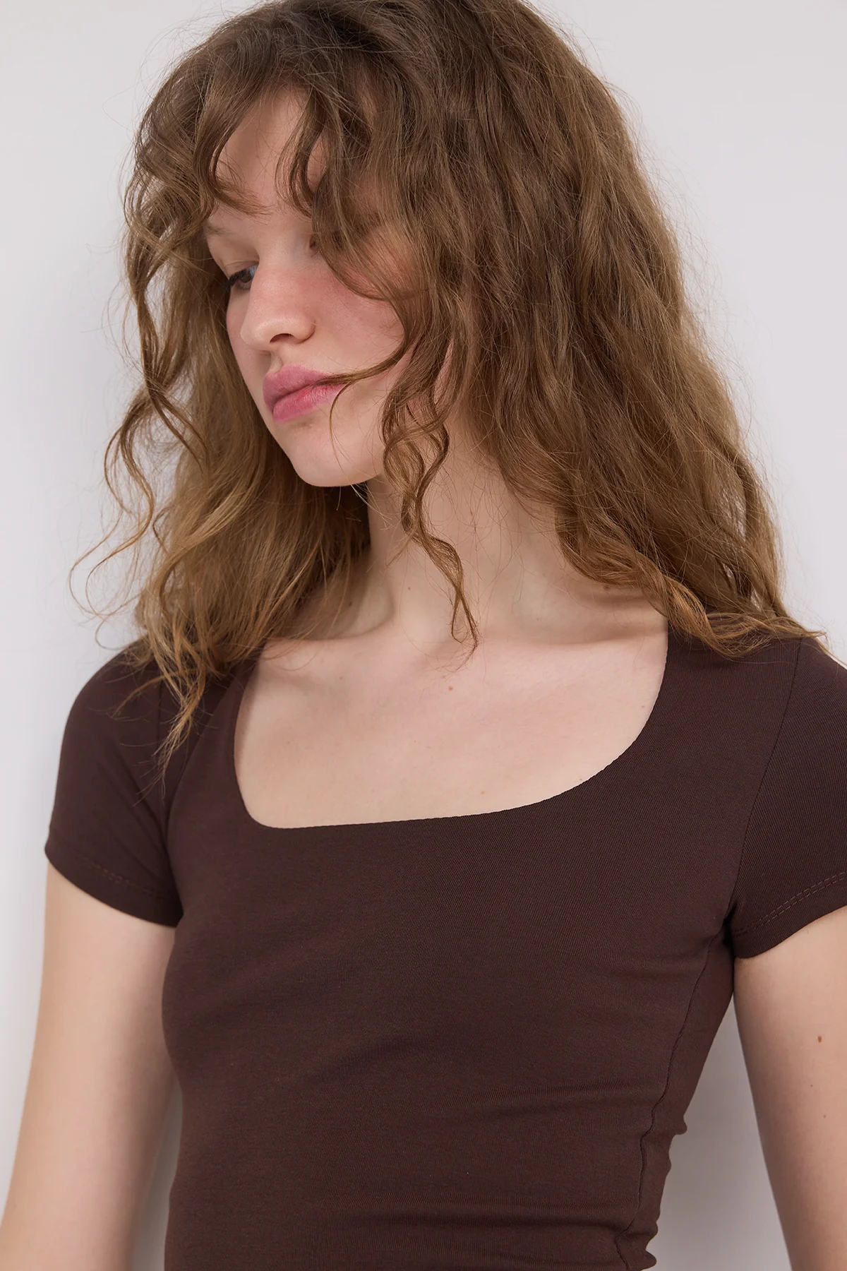 Square Neck Basic Blouse With Short Sleeve - Image 21