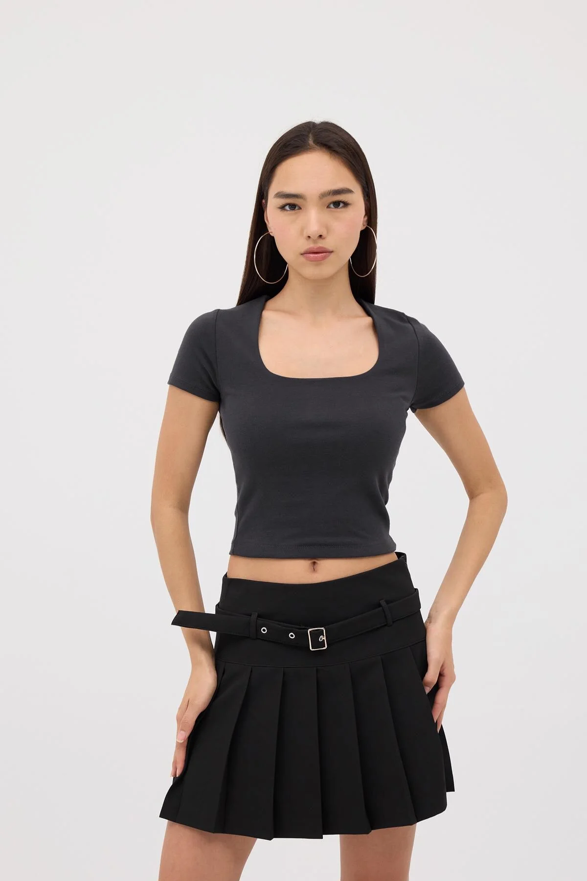 Square Neck Basic Blouse With Short Sleeve - Image 26