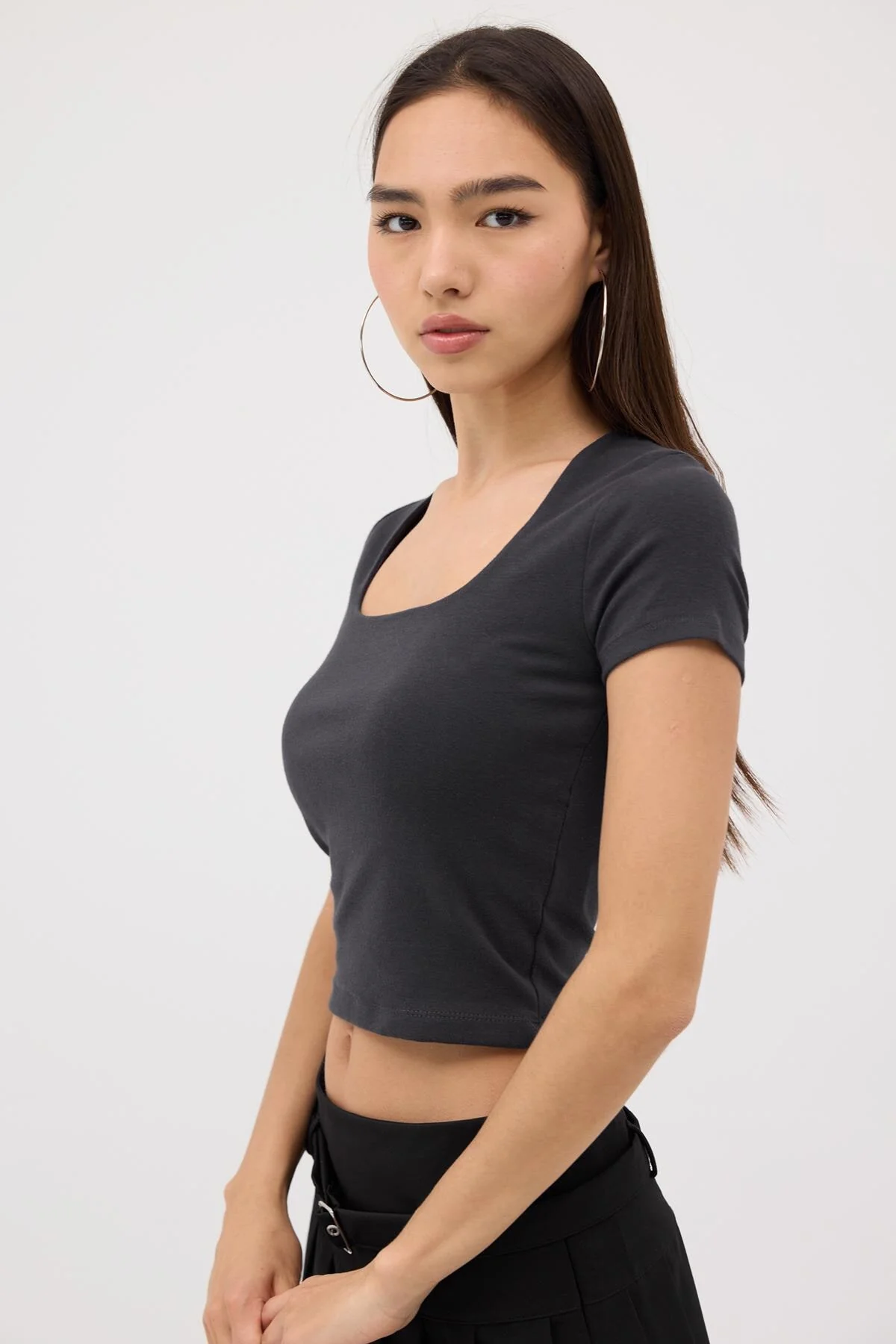 Square Neck Basic Blouse With Short Sleeve - Image 29
