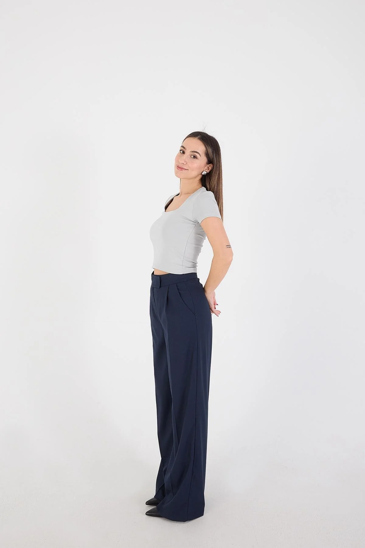 Square Neck Basic Blouse With Short Sleeve - Image 37