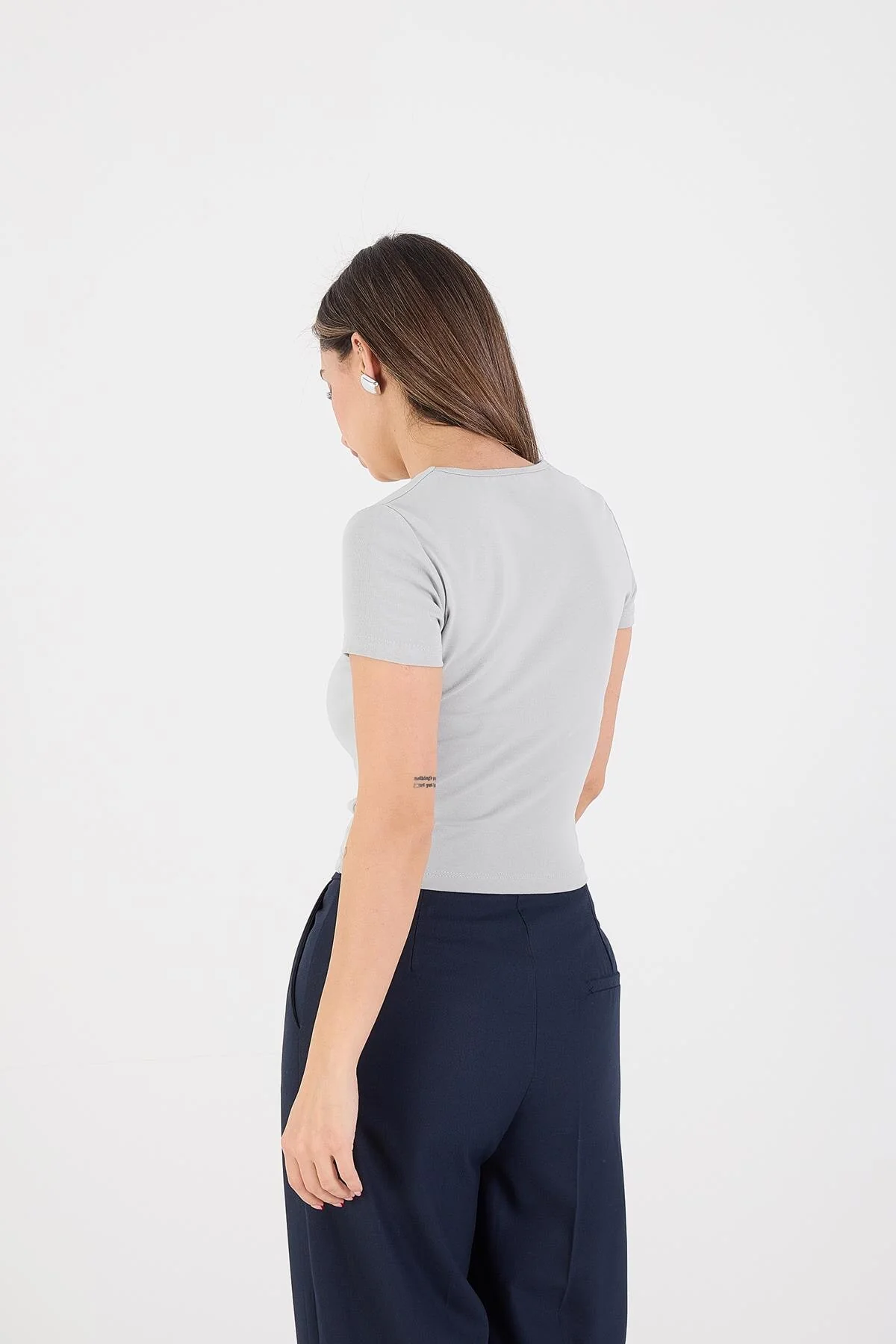 Square Neck Basic Blouse With Short Sleeve - Image 38
