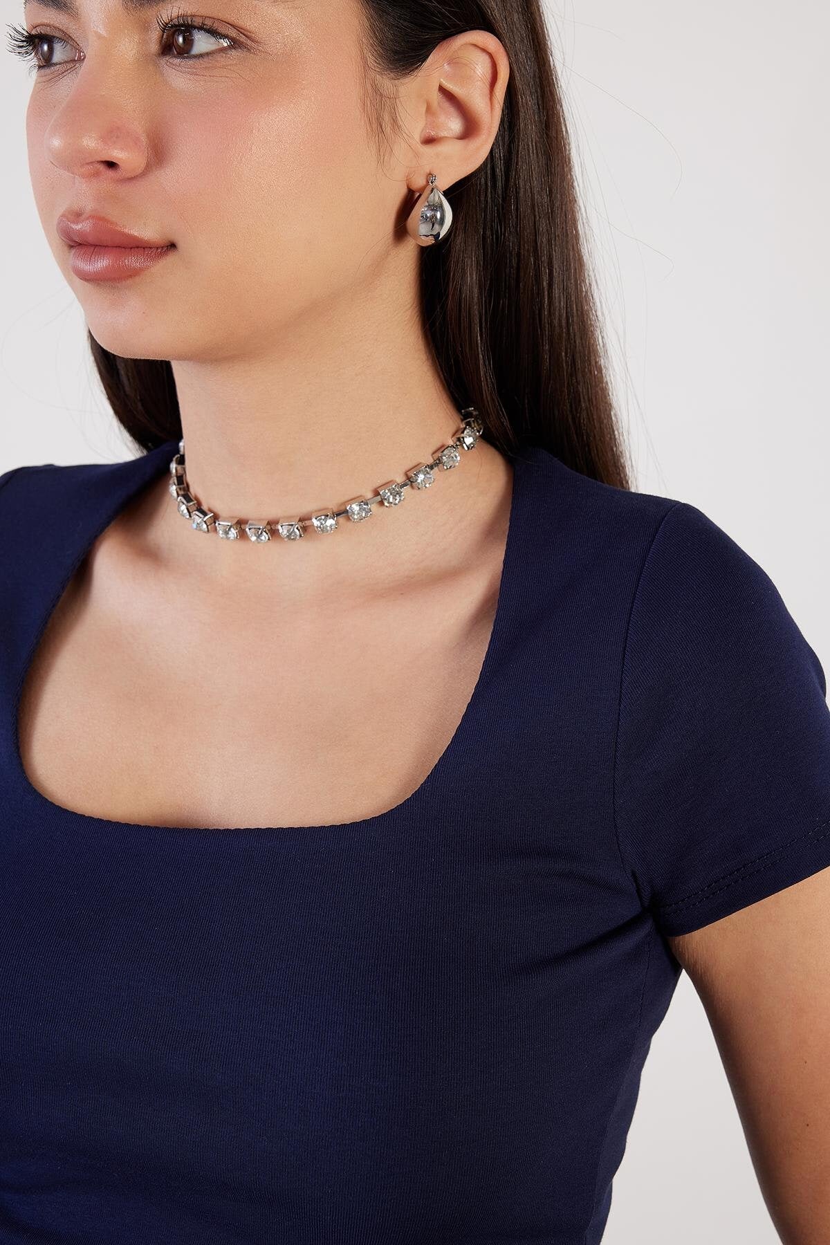 Square Neck Basic Blouse With Short Sleeve - Image 41