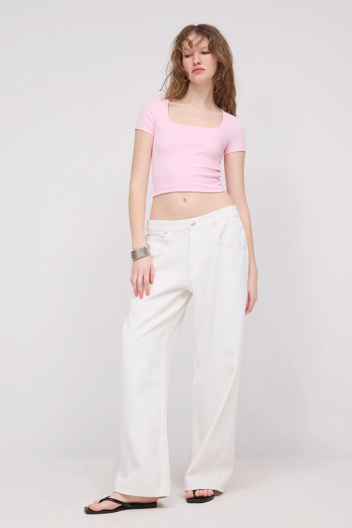 Square Neck Basic Blouse With Short Sleeve - Image 7