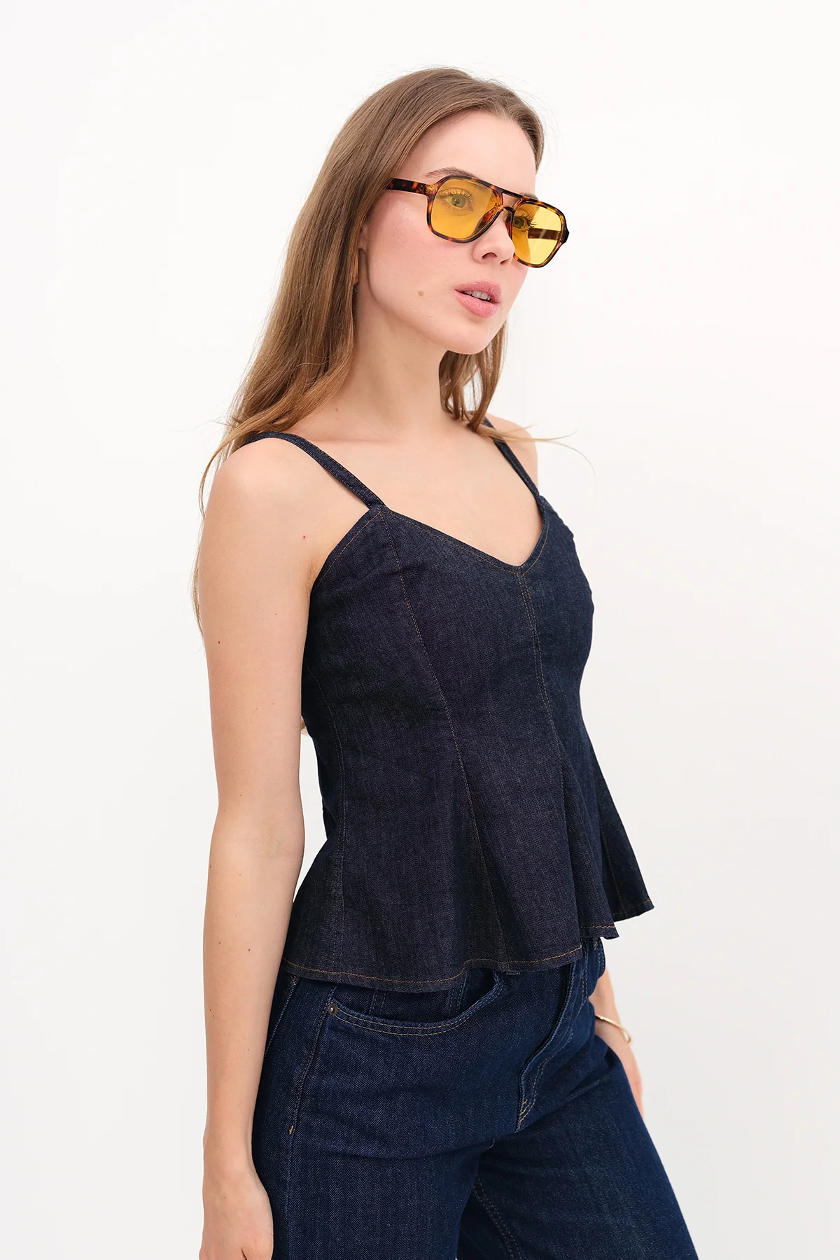 Strappy Denim Blouse - Image 3