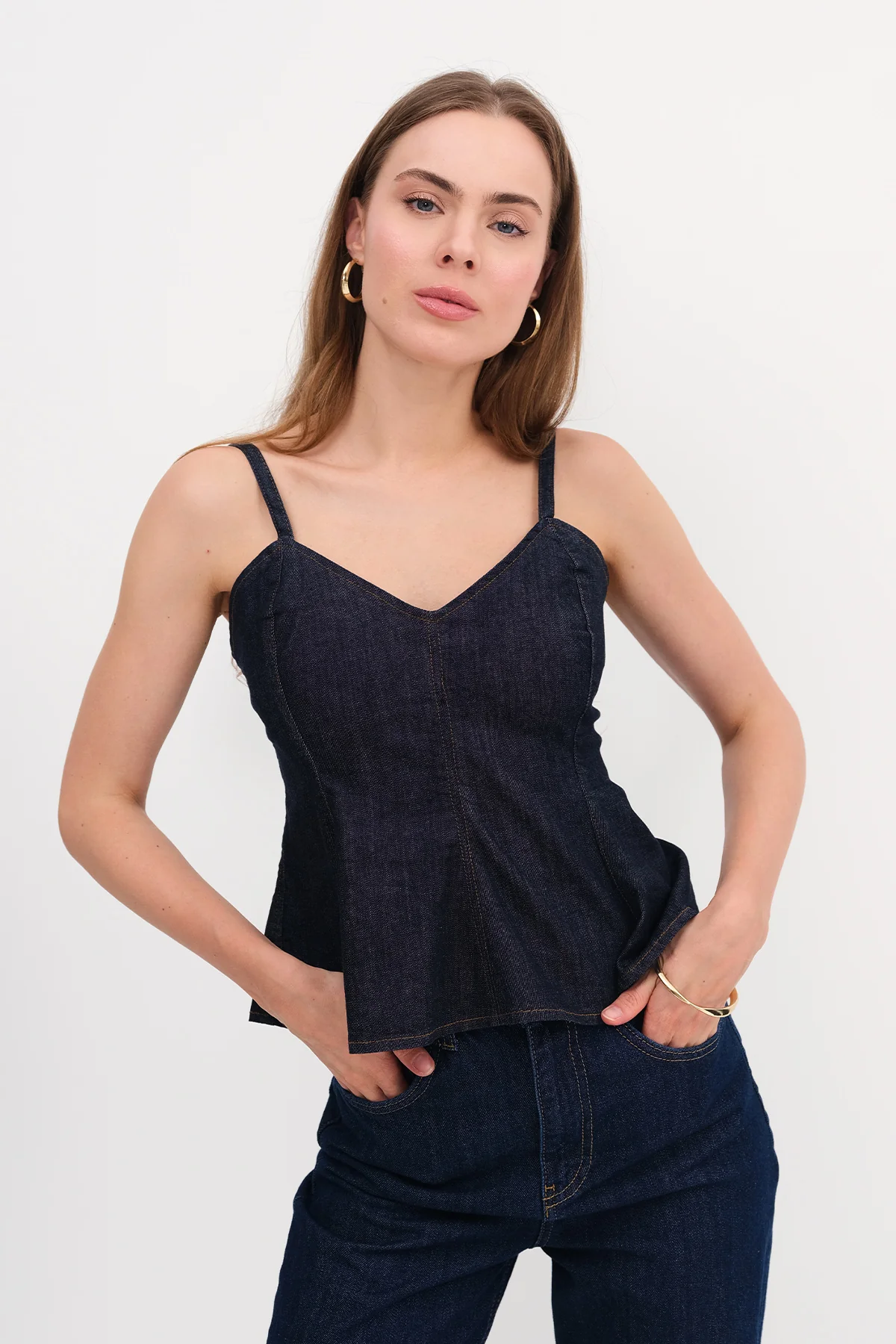 Strappy Denim Blouse - Image 4