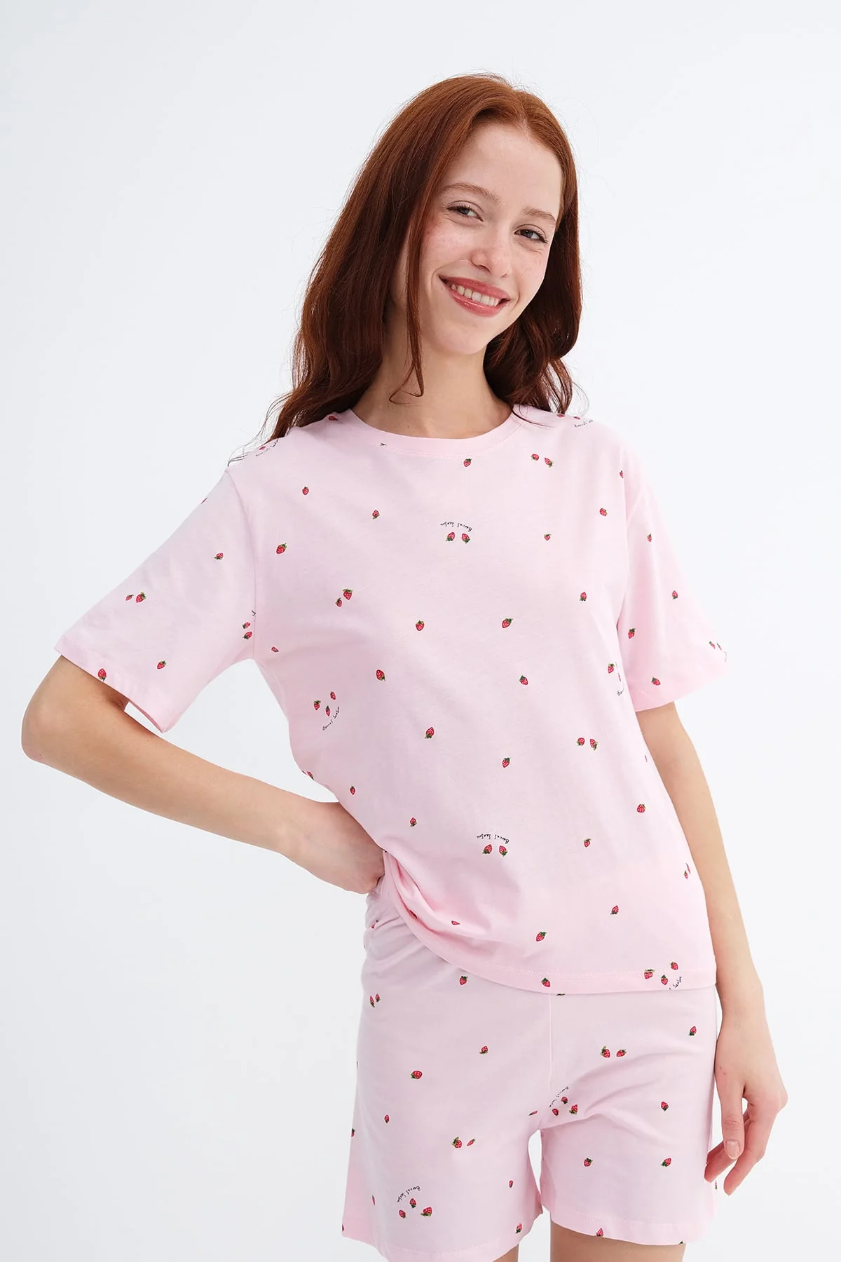 Strawberry Print Shorts Pajama Set - Image 4
