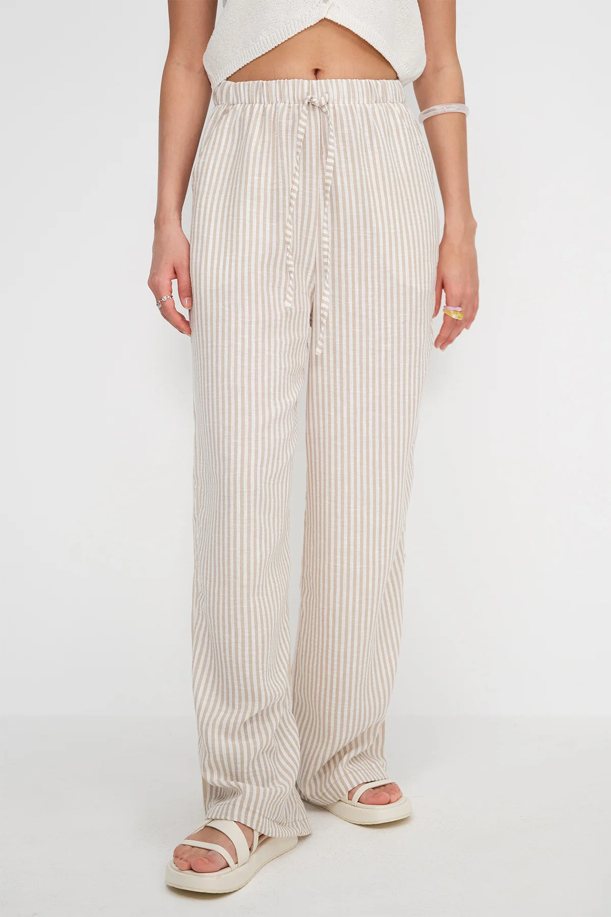 Striped Wide Leg Trousers - Image 4