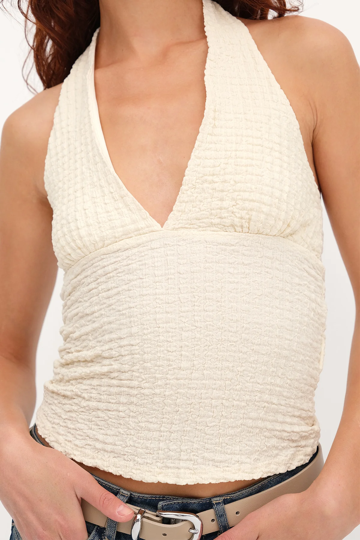 Textured Backless Blouse - Image 10