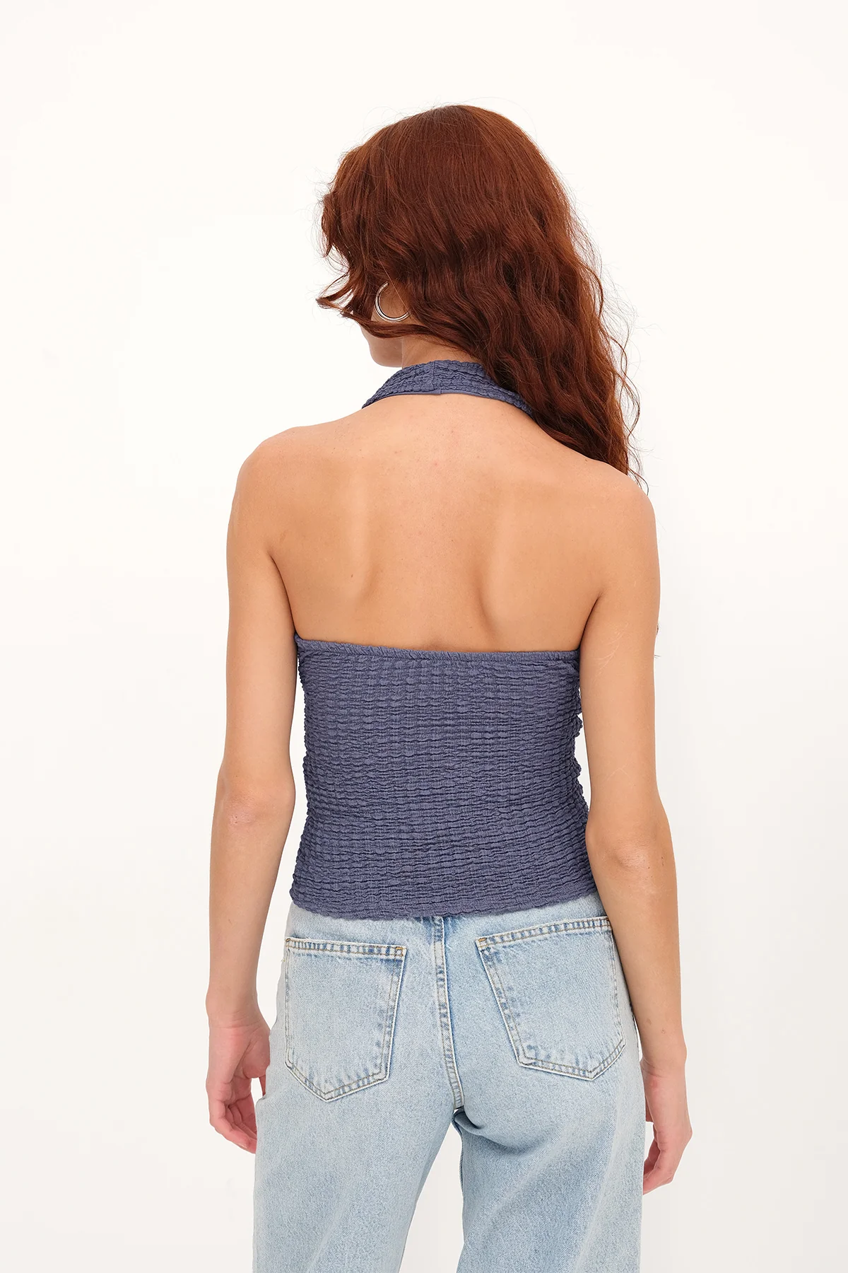 Textured Backless Blouse - Image 11