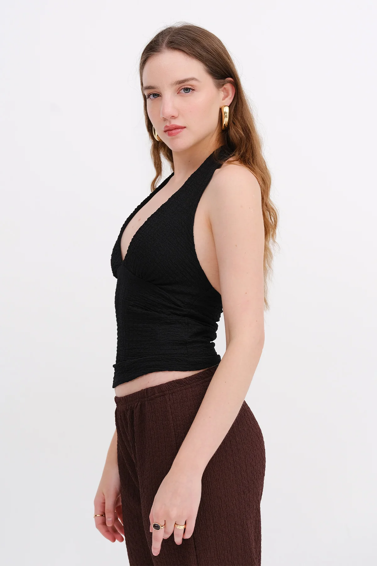 Textured Backless Blouse - Image 28