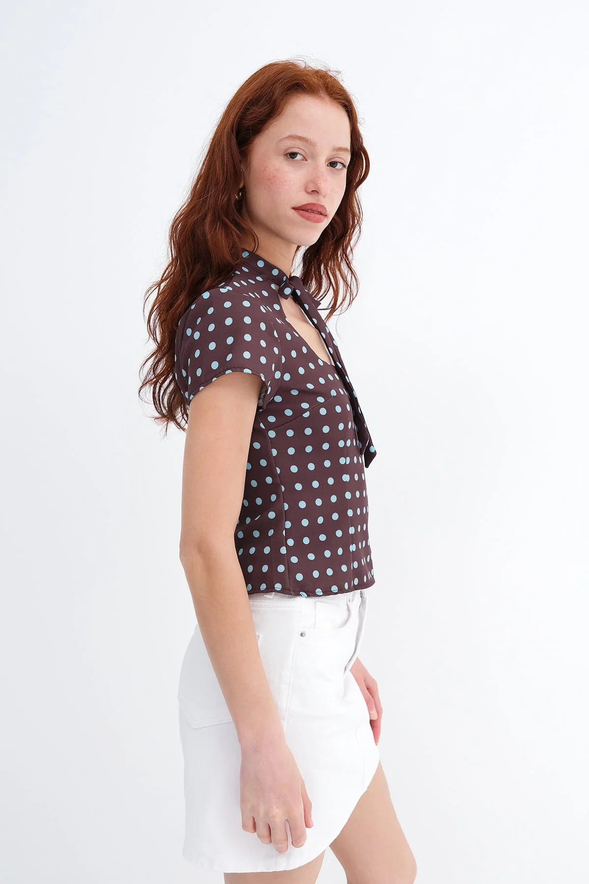 Tie Detail Polka Dot Blouse - Image 4