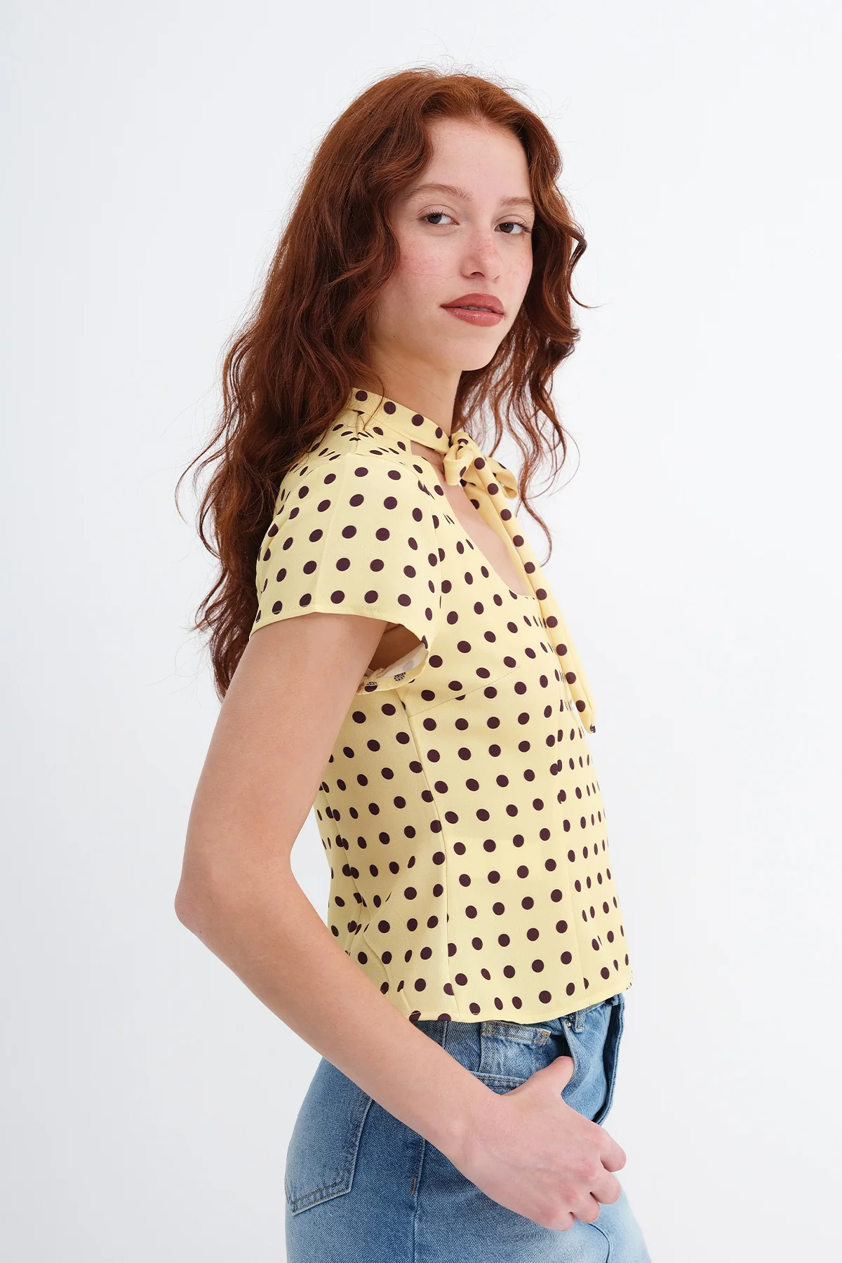Tie Detail Polka Dot Blouse - Image 7