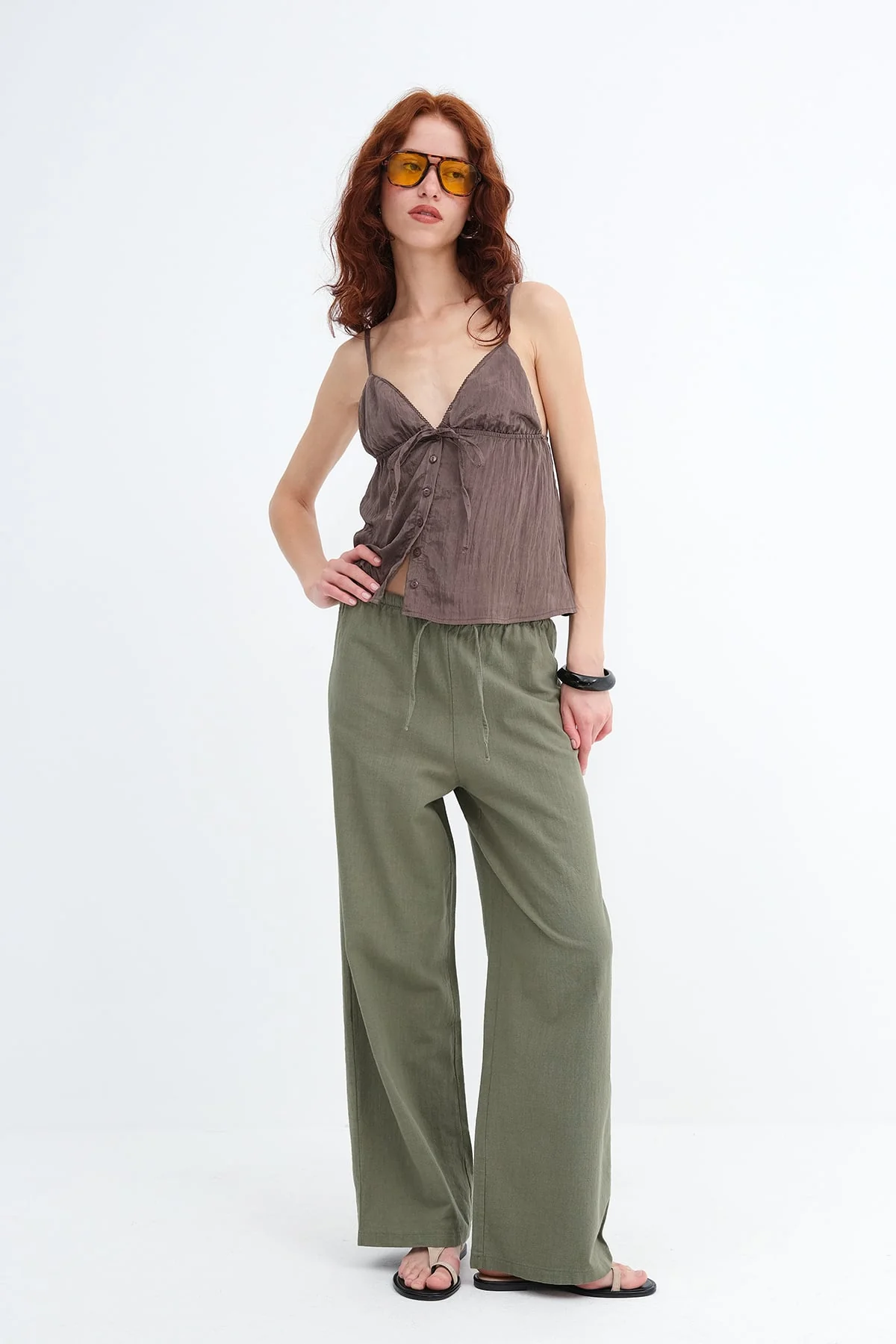 Tie-Waist Wide Leg Pants - Image 2