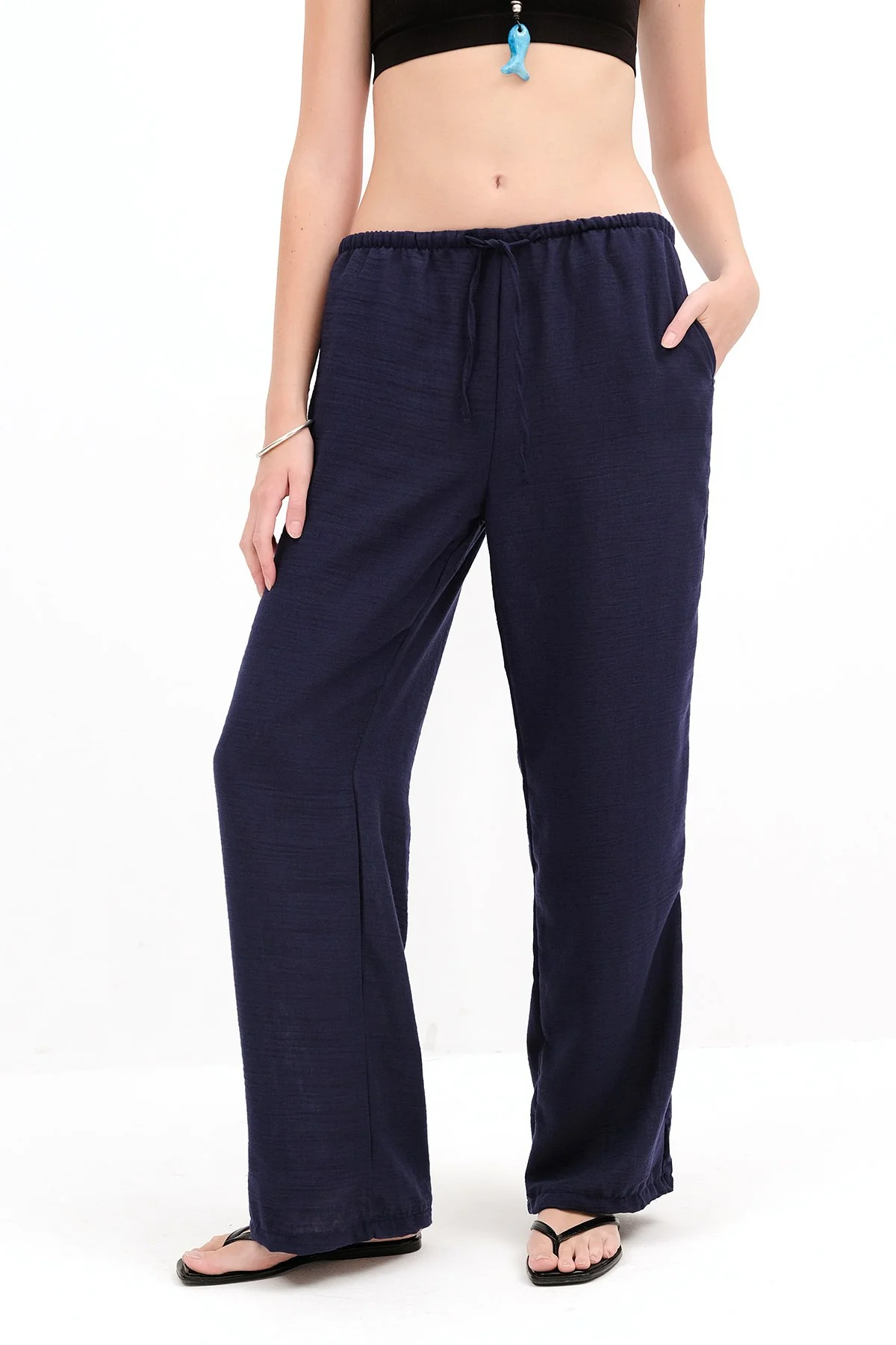 Tied Wide Leg Trousers - Image 16