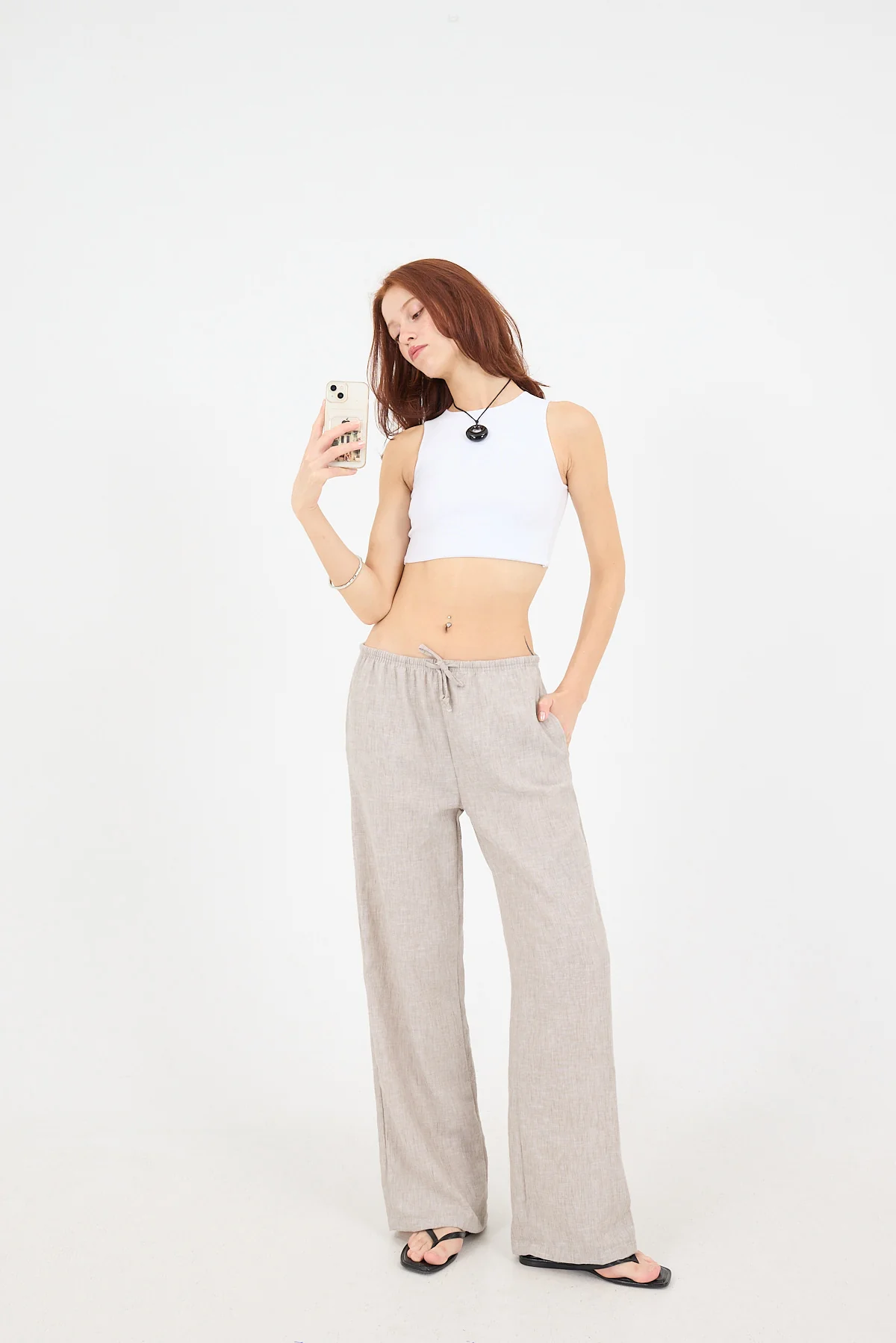 Tied Wide Leg Trousers - Image 19