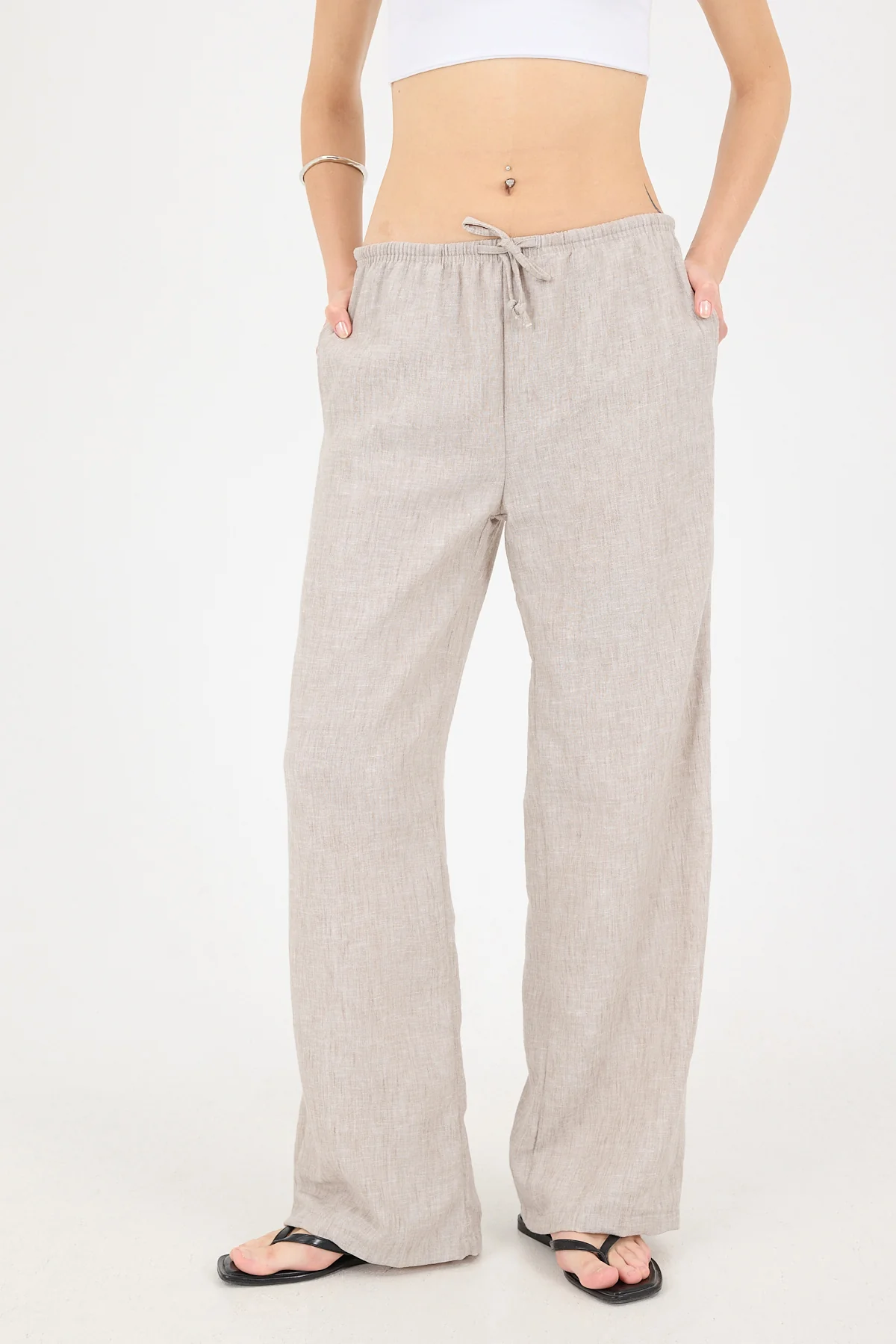 Tied Wide Leg Trousers - Image 20