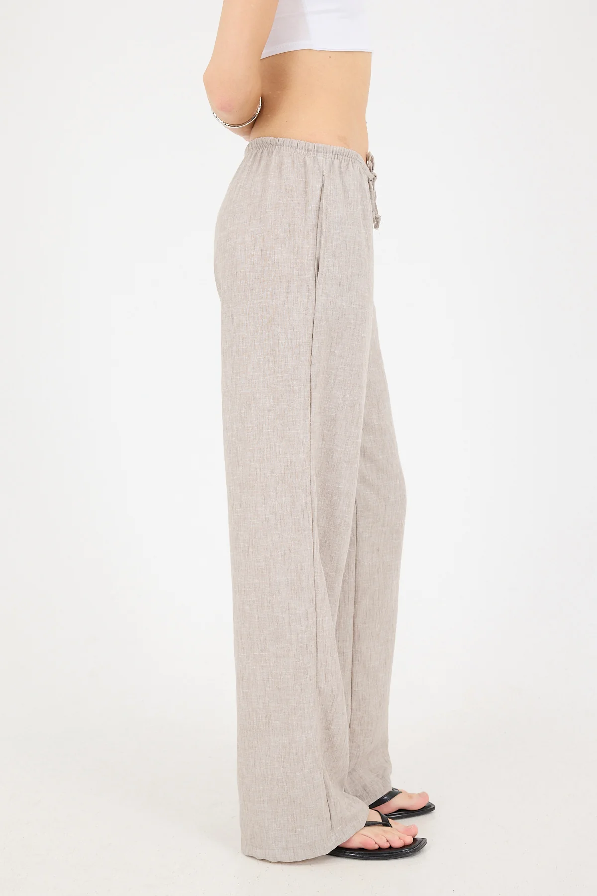 Tied Wide Leg Trousers - Image 21