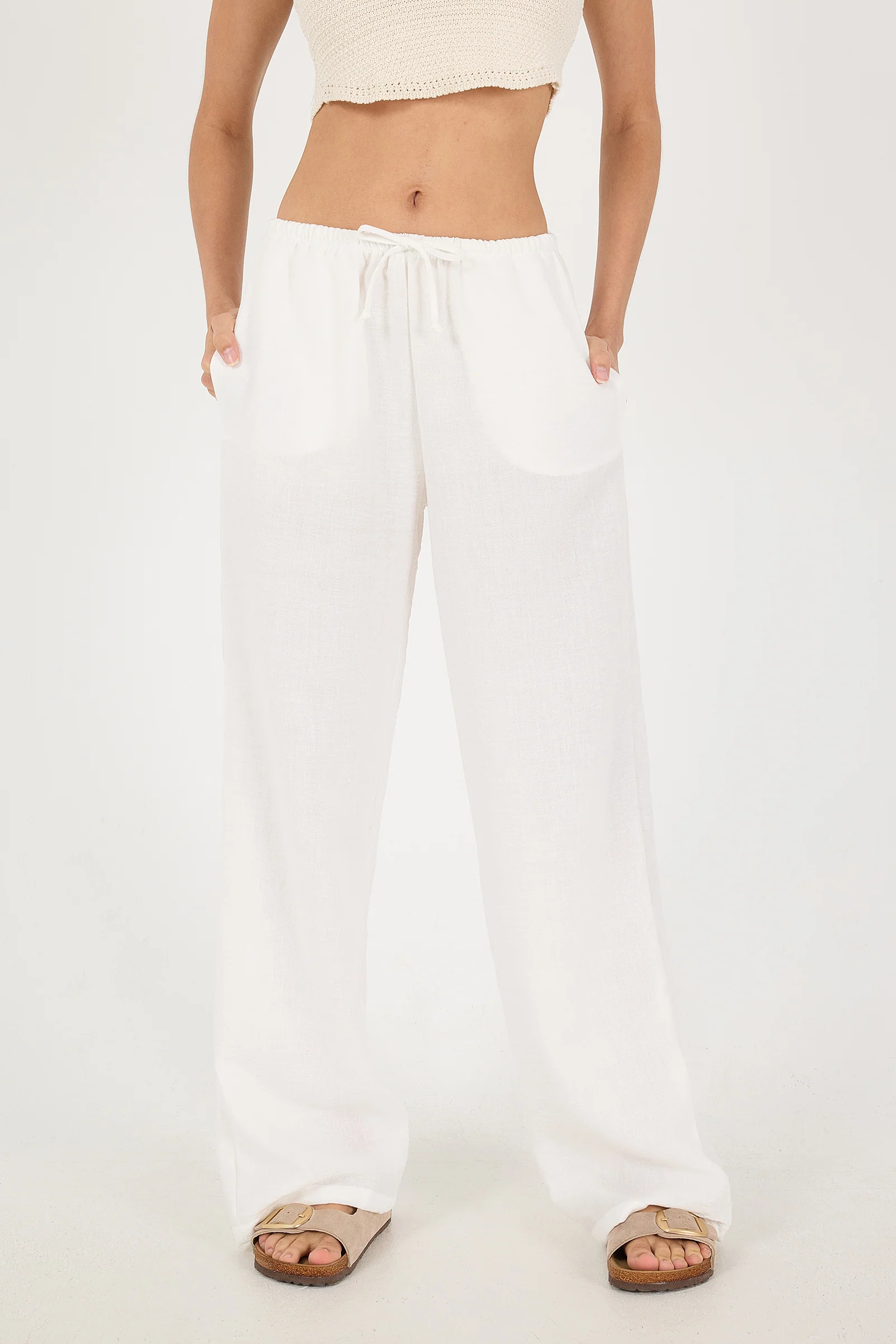 Tied Wide Leg Trousers - Image 27