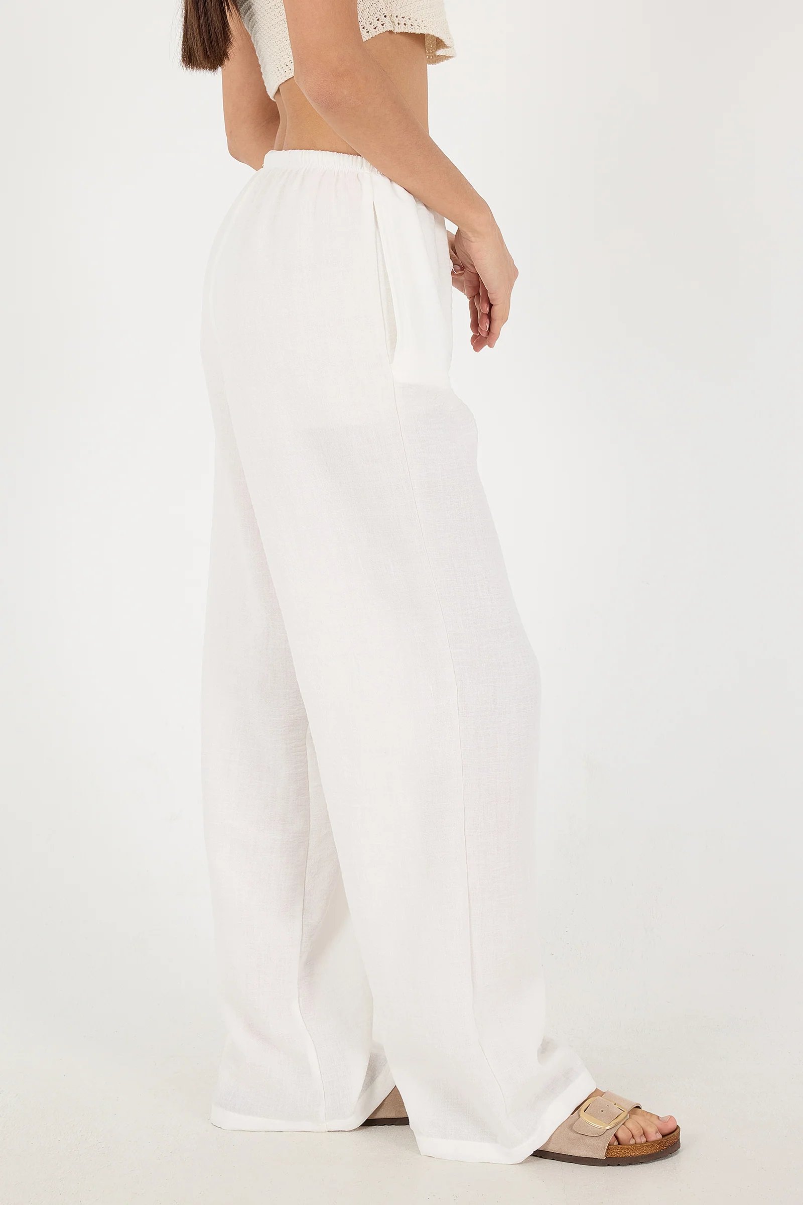Tied Wide Leg Trousers - Image 29