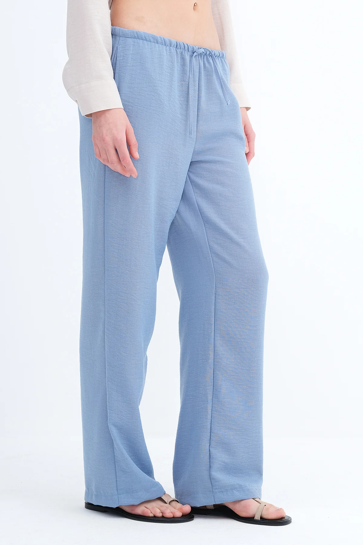 Tied Wide Leg Trousers - Image 3