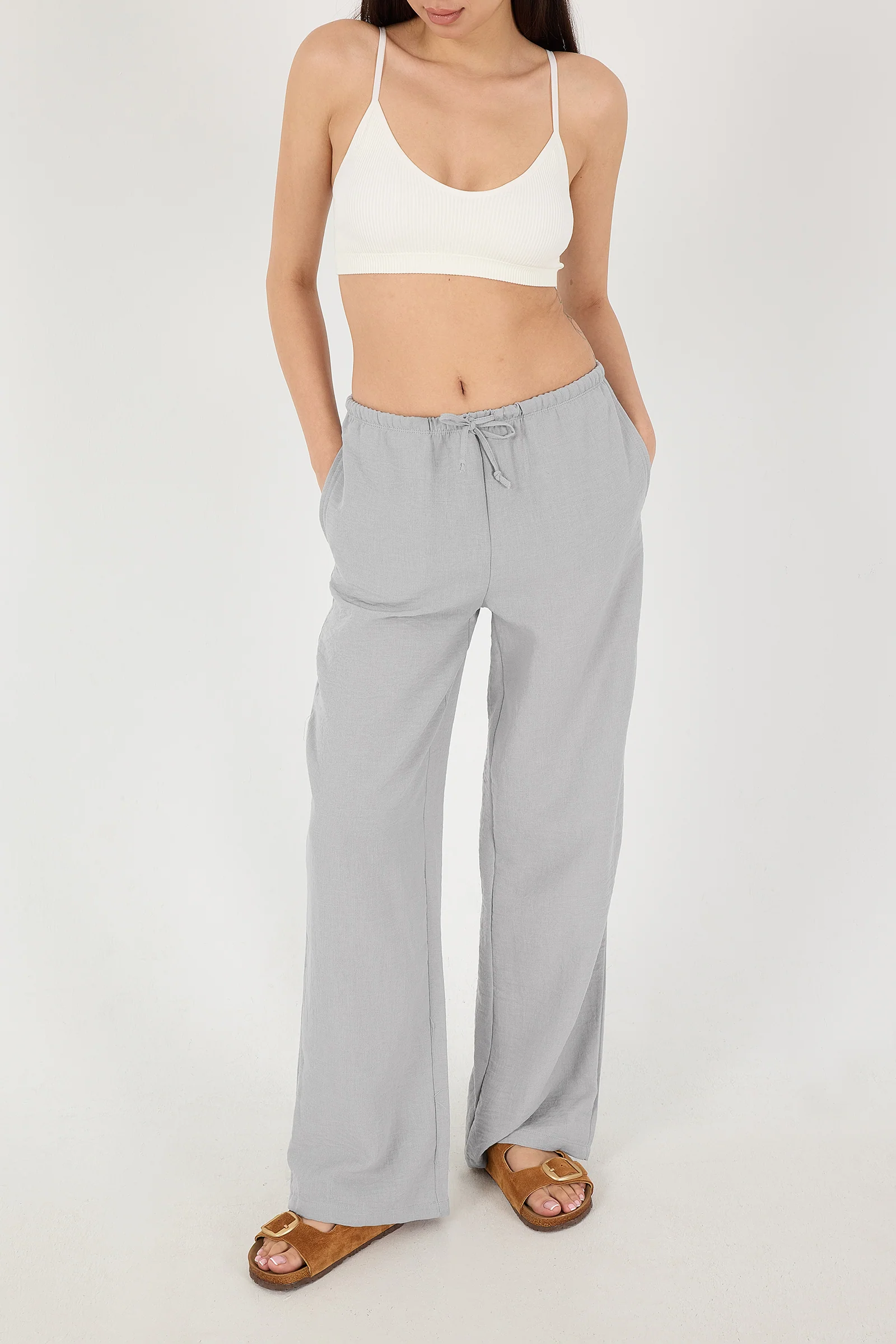 Tied Wide Leg Trousers - Image 30