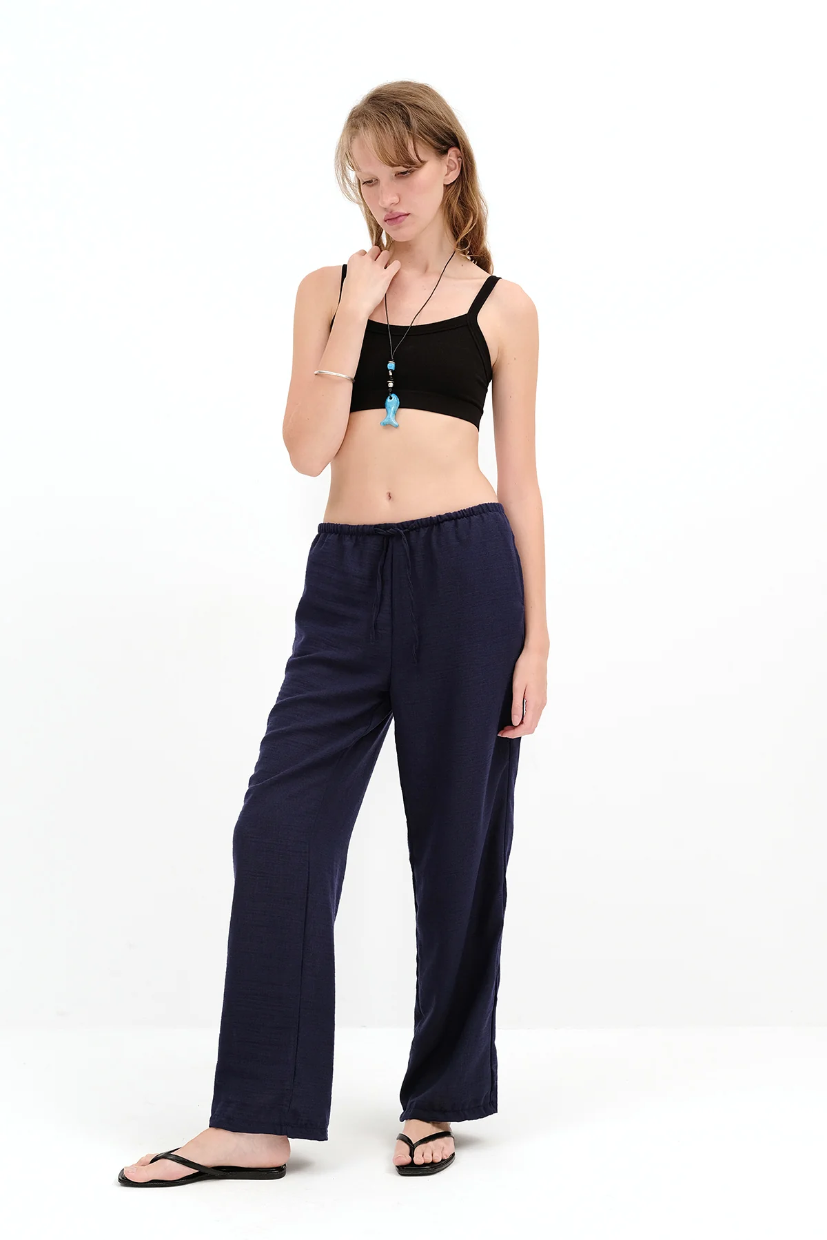 Tied Wide Leg Trousers - Image 4