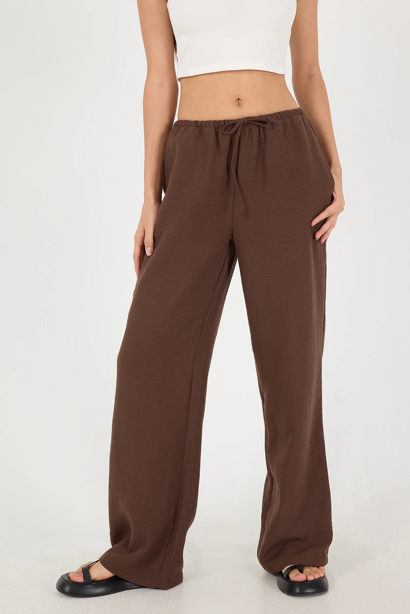 Tied Wide Leg Trousers - Image 41