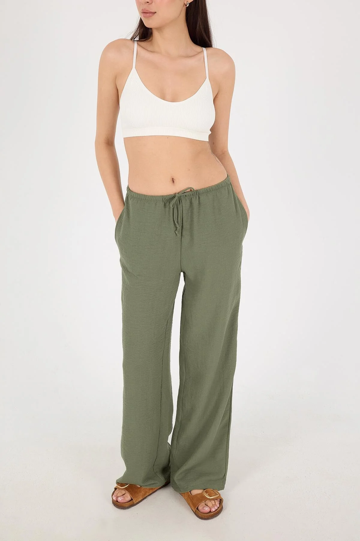 Tied Wide Leg Trousers - Image 42