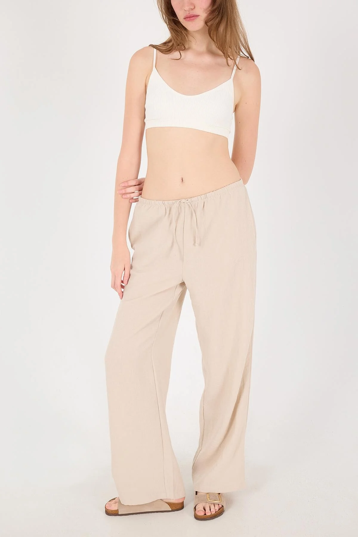 Tied Wide Leg Trousers - Image 47