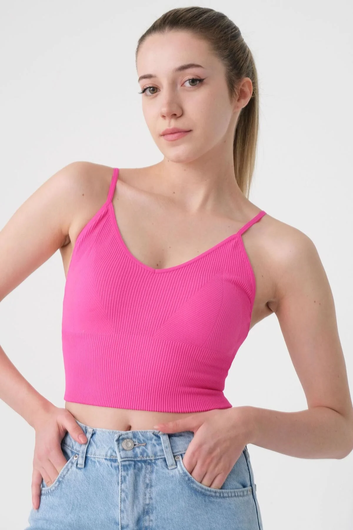 V-Neck Seamless Crop Top - Image 37