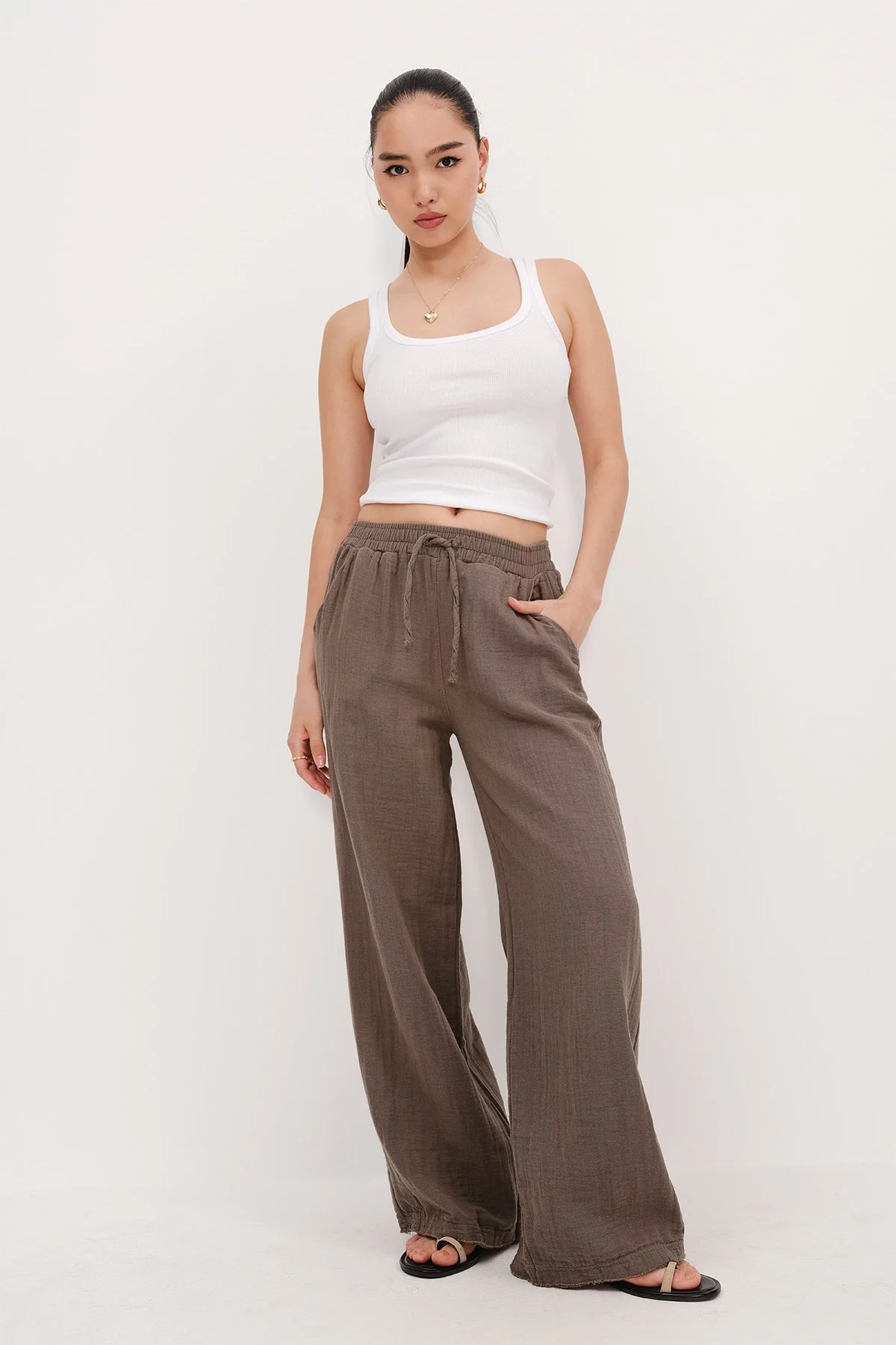Wide-Leg Trousers With Elastic Waist - Image 13