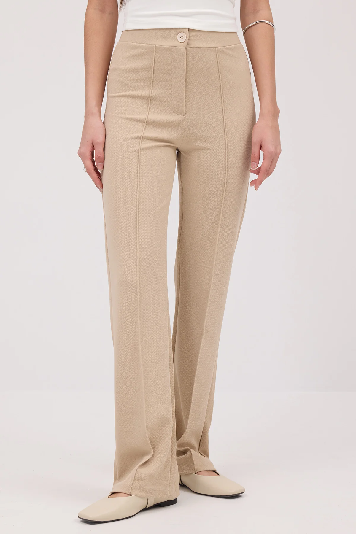 Wide Leg Trousers with Stitching Detail - Image 2