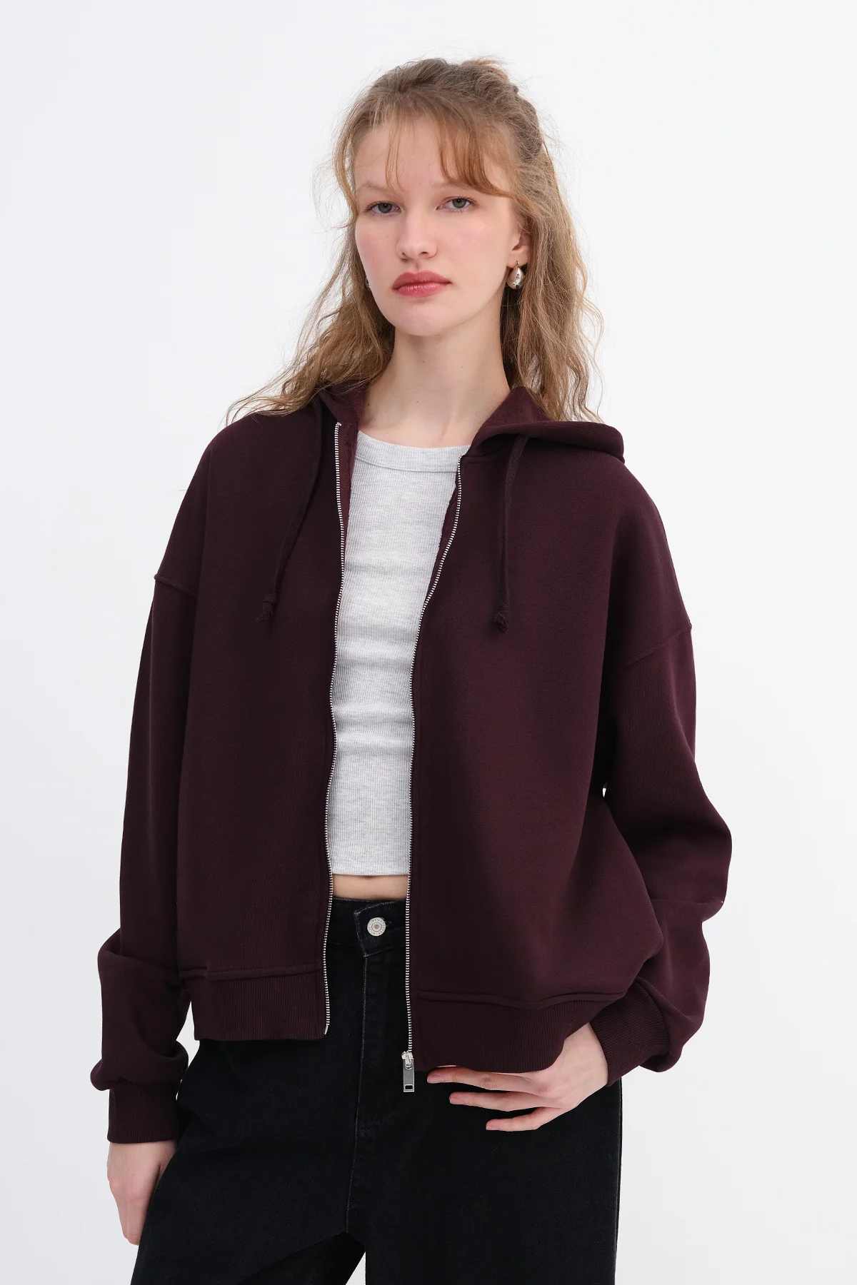 Zip-up Brushed Sweatshirt - Image 3